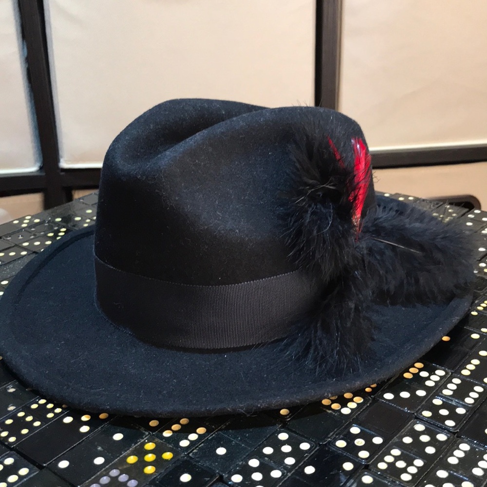 Vintage Miss Bierner Black Fedora 100% Wool Hat